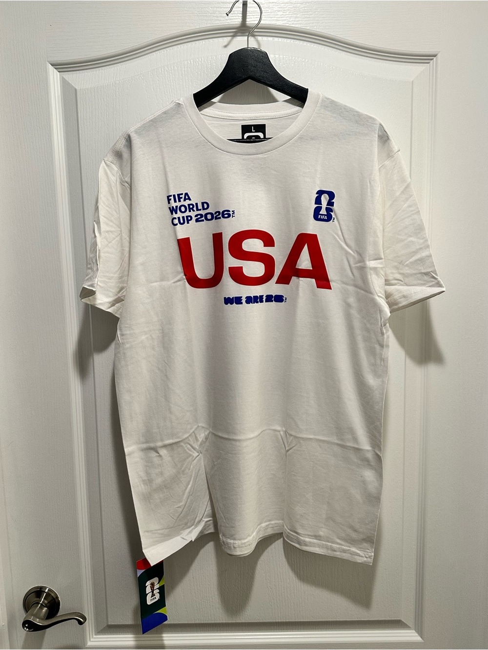 FIFA World Cup 2026 Authentic USA White Red Blue T-Shirt, Size Large - NWT